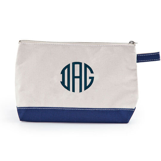 Personalized Navy Trimmed Cosmetic Bag